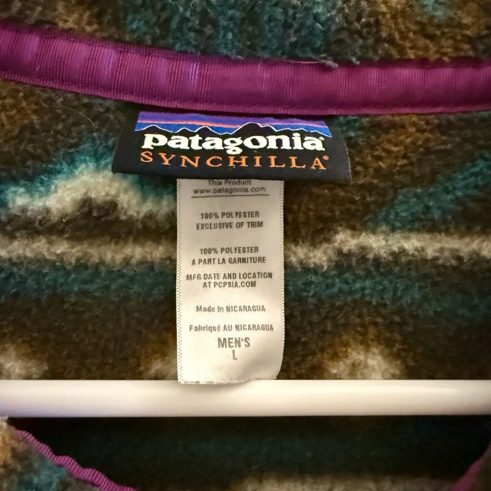 Patagonia Brown Teal Aztec Fleece Crewneck Pullover - Picture 2 of 6